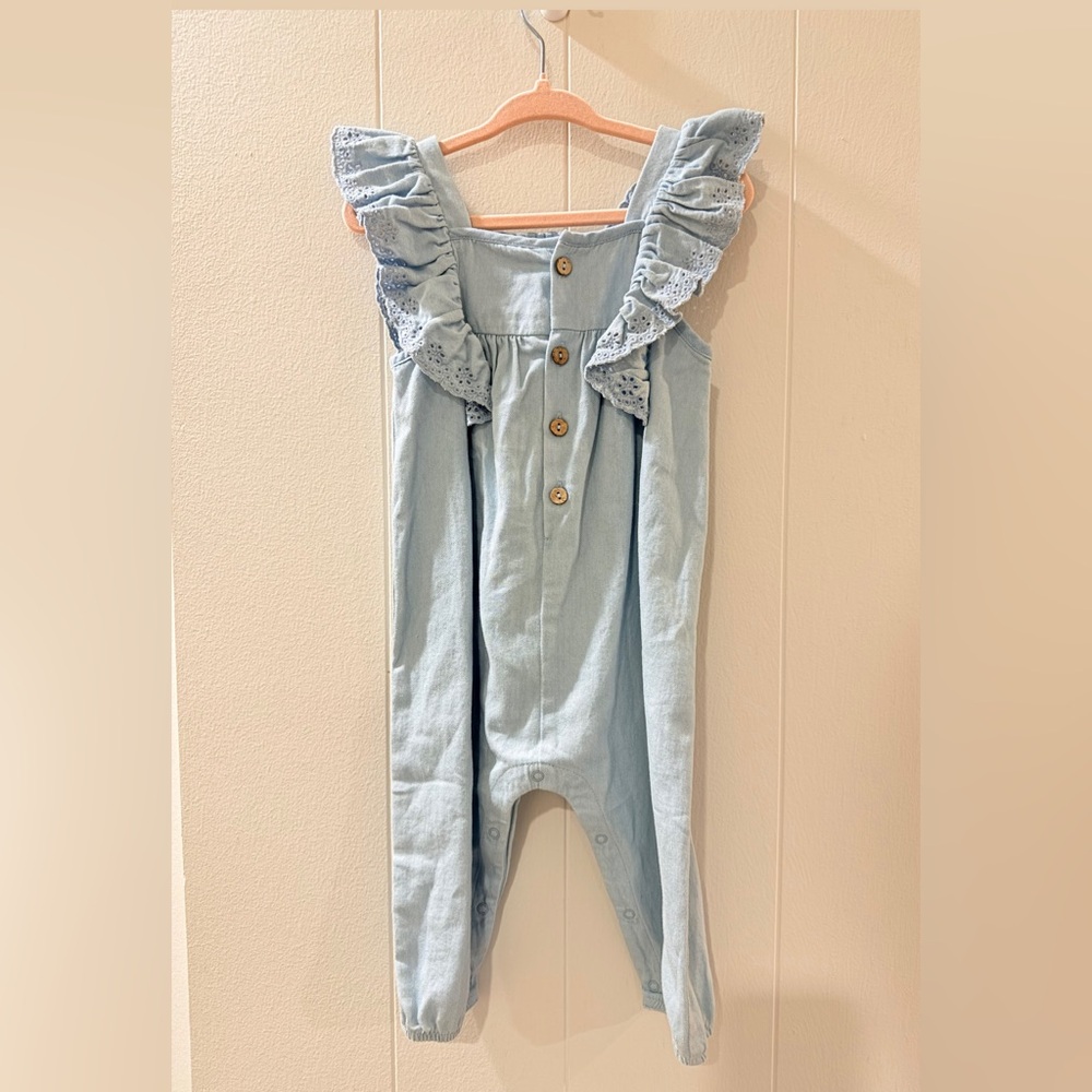 Quincy Mae Sky Blue Ruffled Jumpsuit